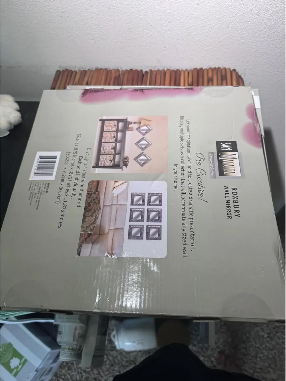 San Miguel Roxbury Wall Mirror Set 2 Designer Series Mosaic Crackle Mirrors NIB